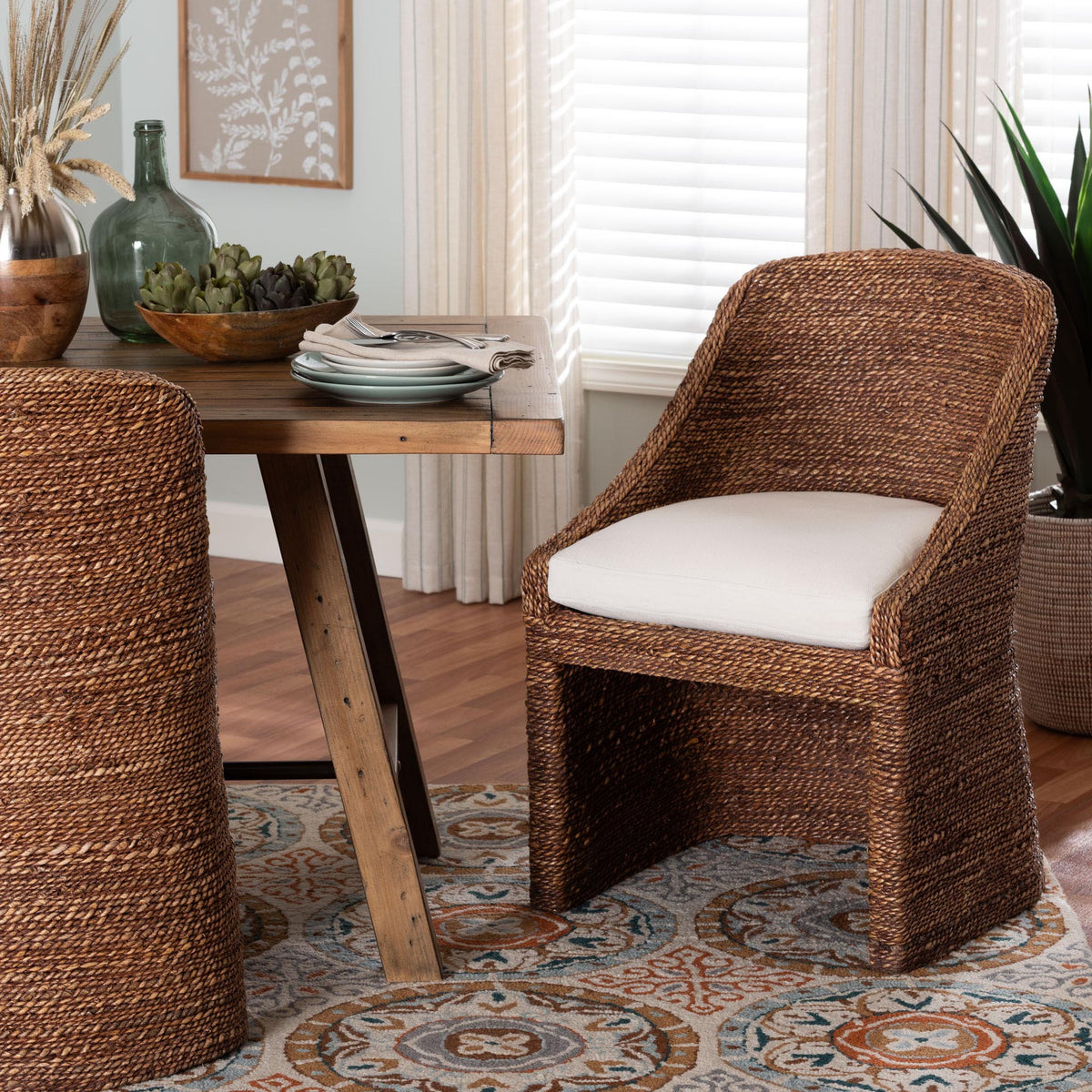 Brenton Seagrass Wrapped Dining Chair, Brown Wash