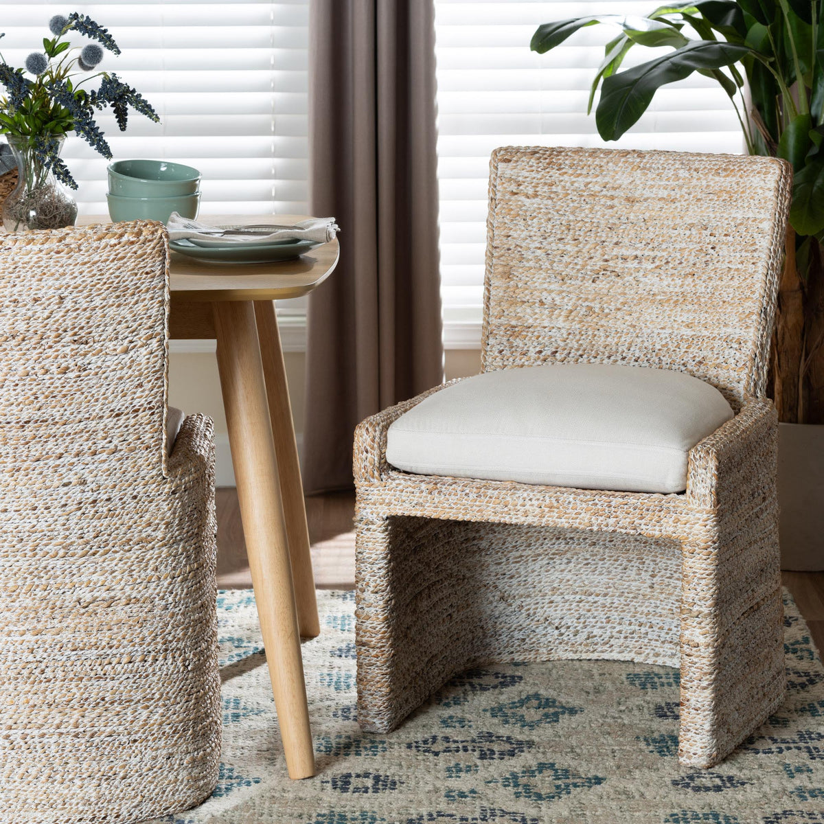 Harlow Seagrass Wrapped Dining Chair, Whitewash