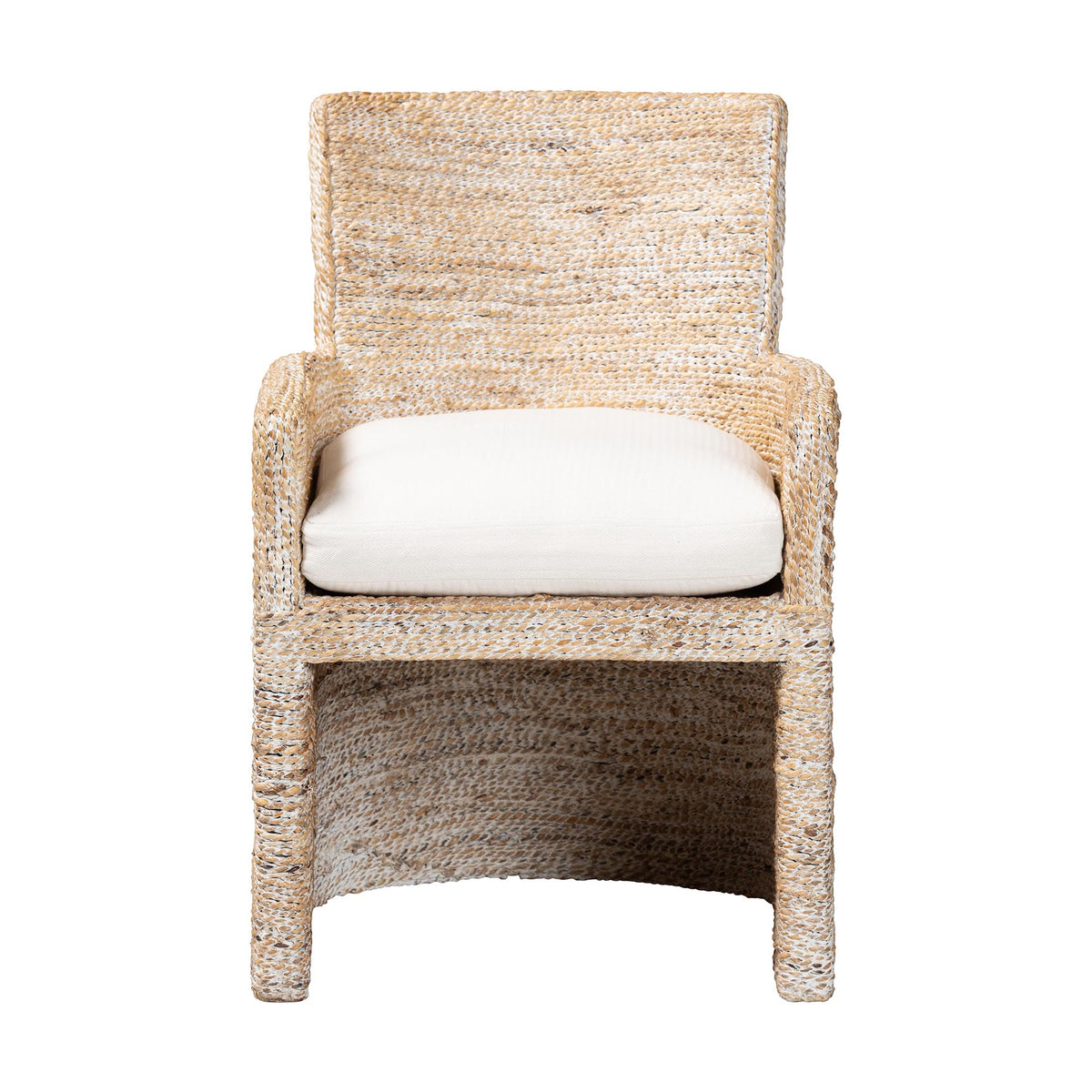 Harlow Seagrass Wrapped Dining Armchair, Whitewash