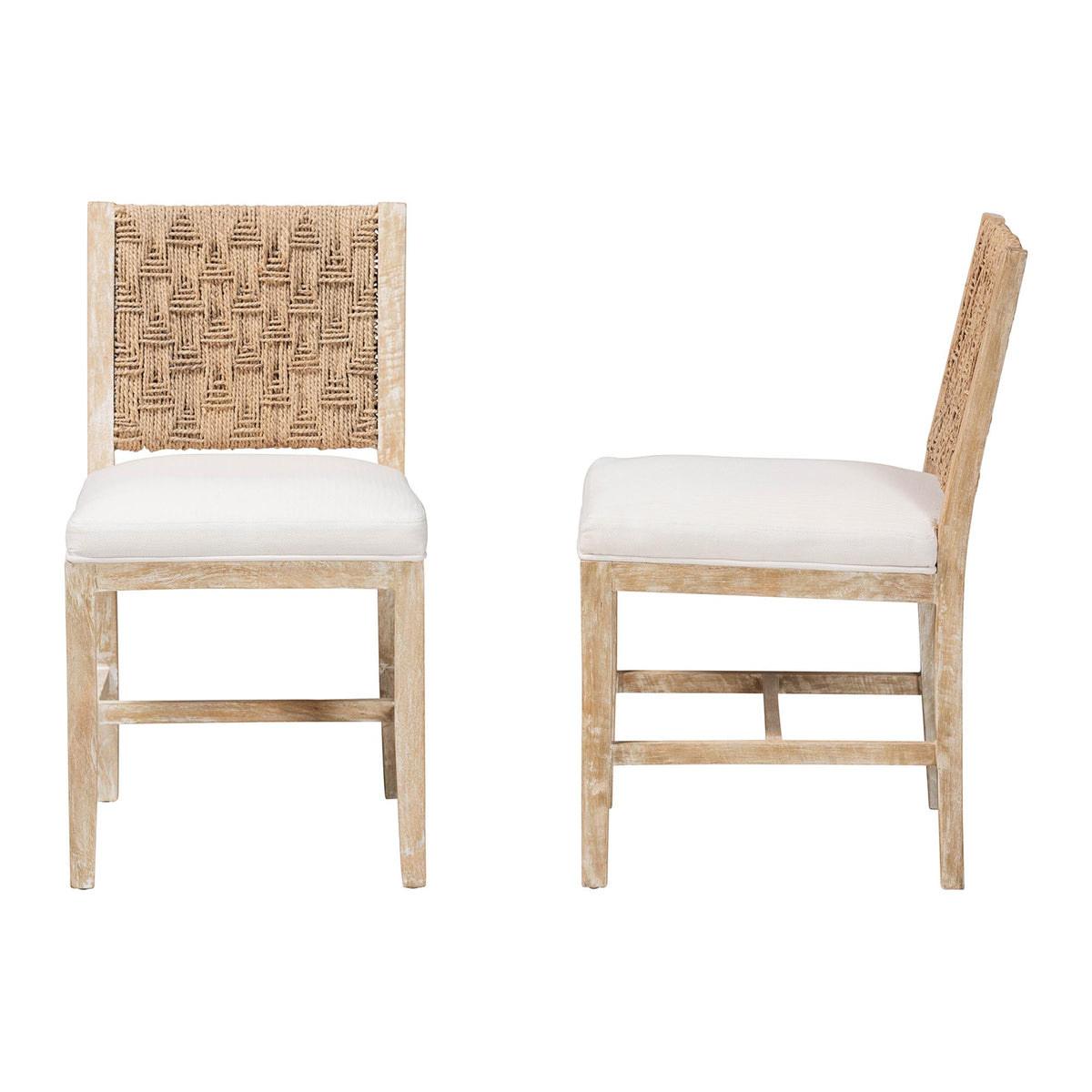Rivermont 2-Piece Dining Chair Set with Seagrass Backrest, Whitewash