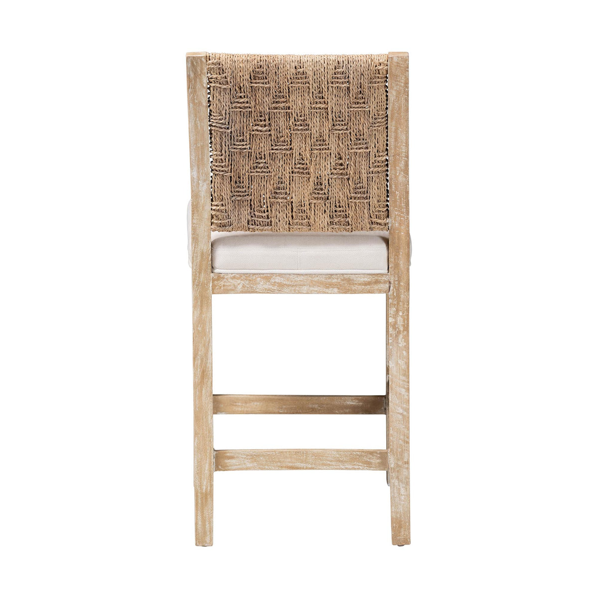 Rivermont Counter Stool with Seagrass Backrest, Whitewash