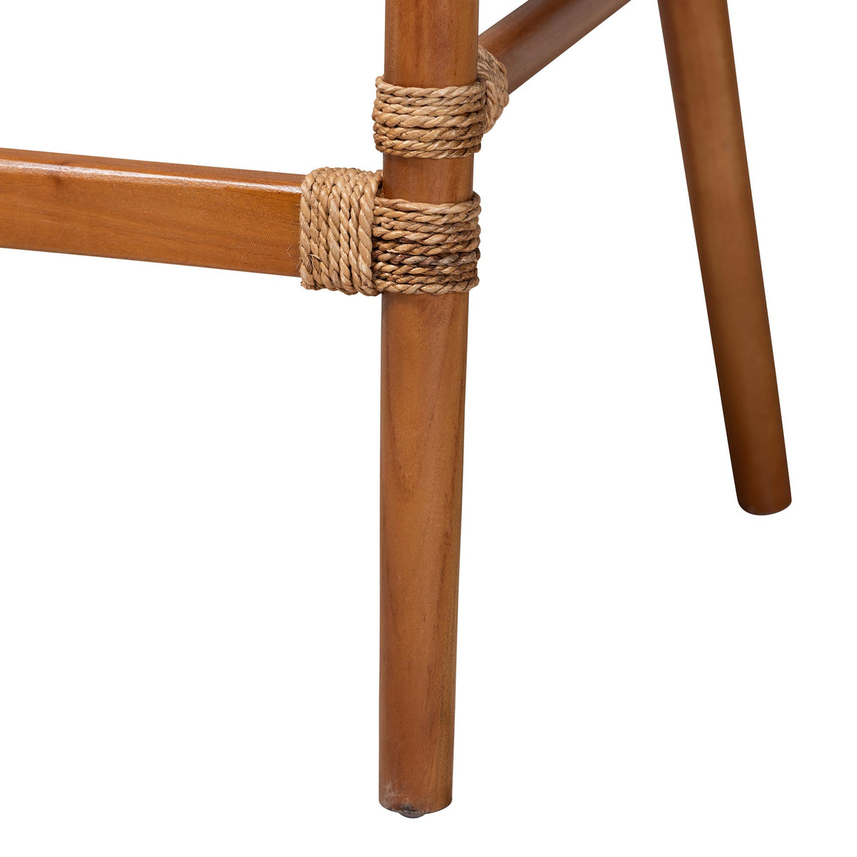 Cana Mahogany Wood and Seagrass Counter Stool, Light Brown