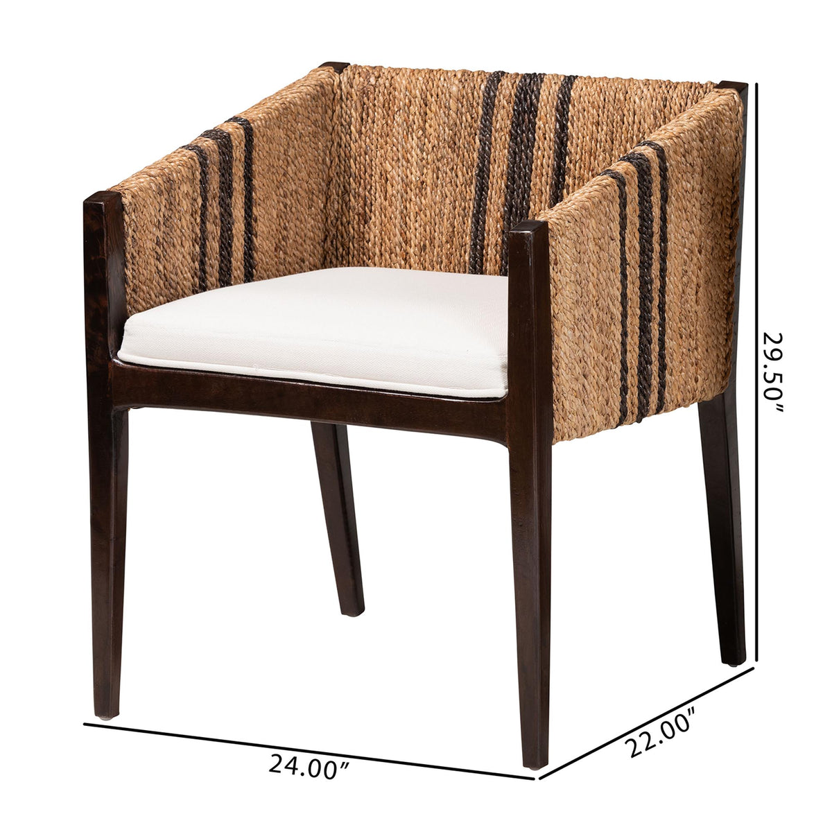 Zeke Seagrass Wrapped 2-Piece Dining Chair Set, Dark Brown
