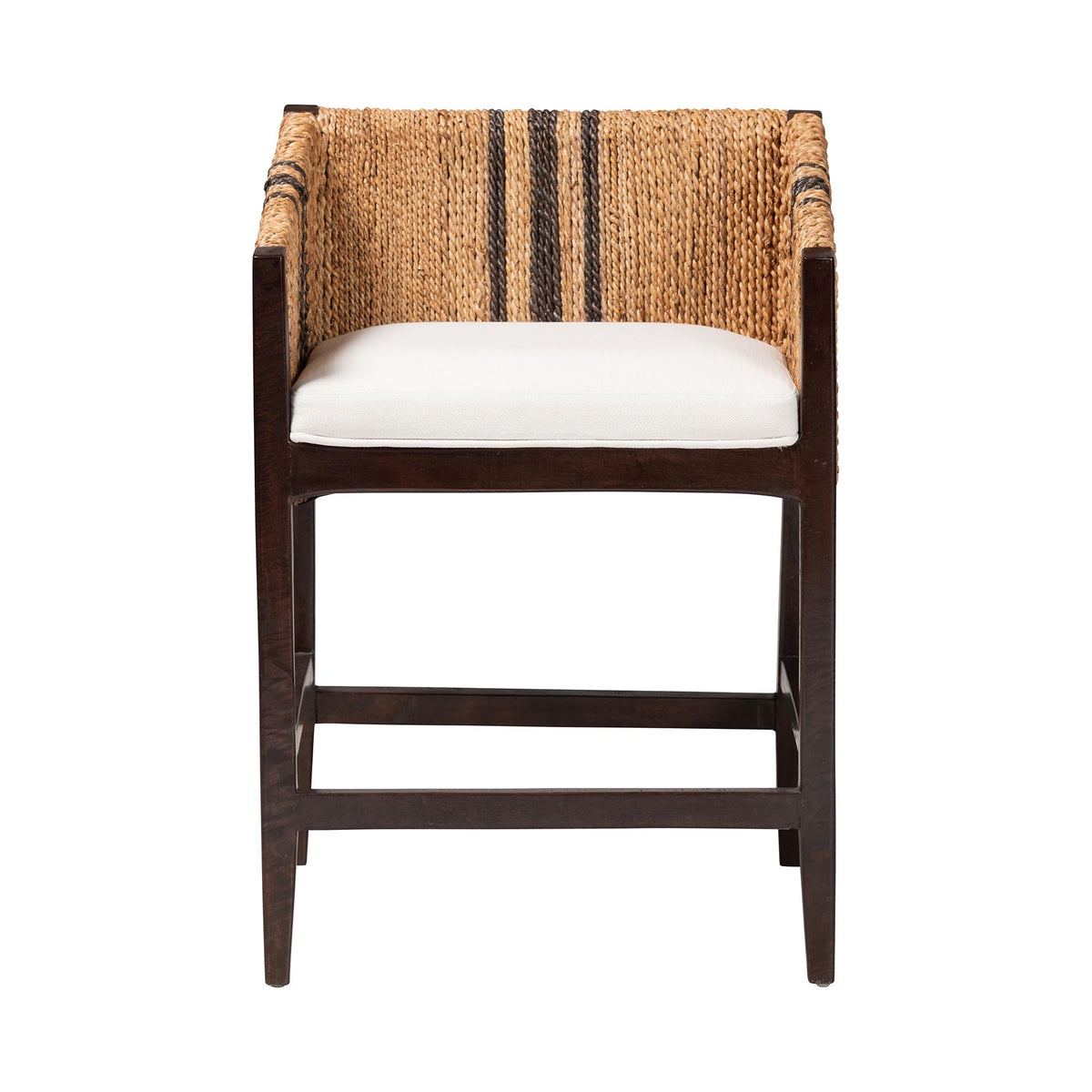 Zeke Seagrass Wrapped Counter Stool, Dark Brown