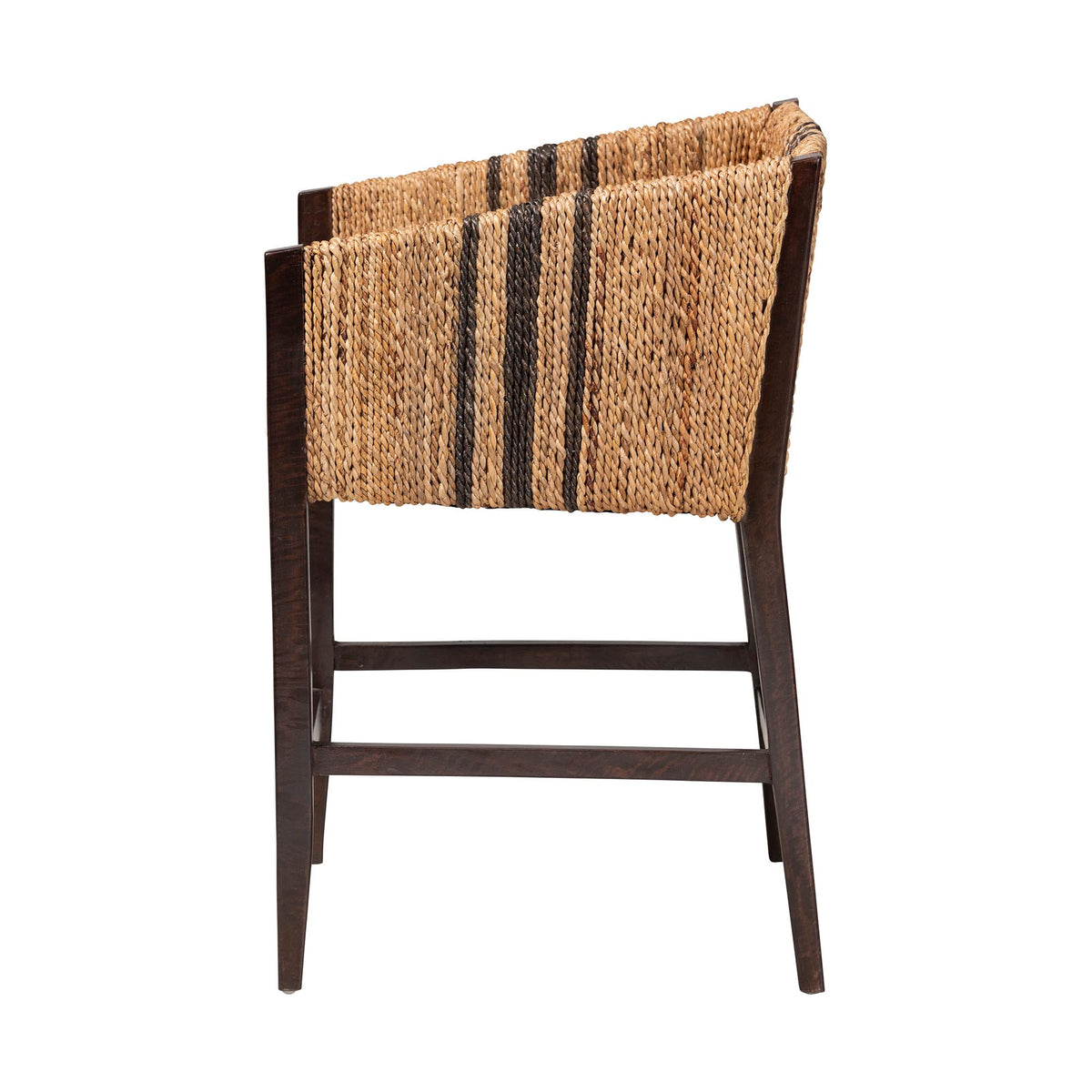 Zeke Seagrass Wrapped Counter Stool, Dark Brown