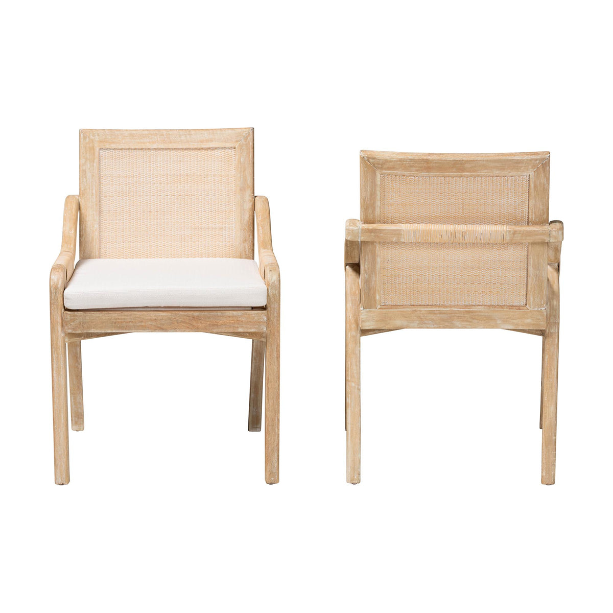 Fairmont Natural Rattan Wrapped 2-Piece Dining Chair Set, Whitewash