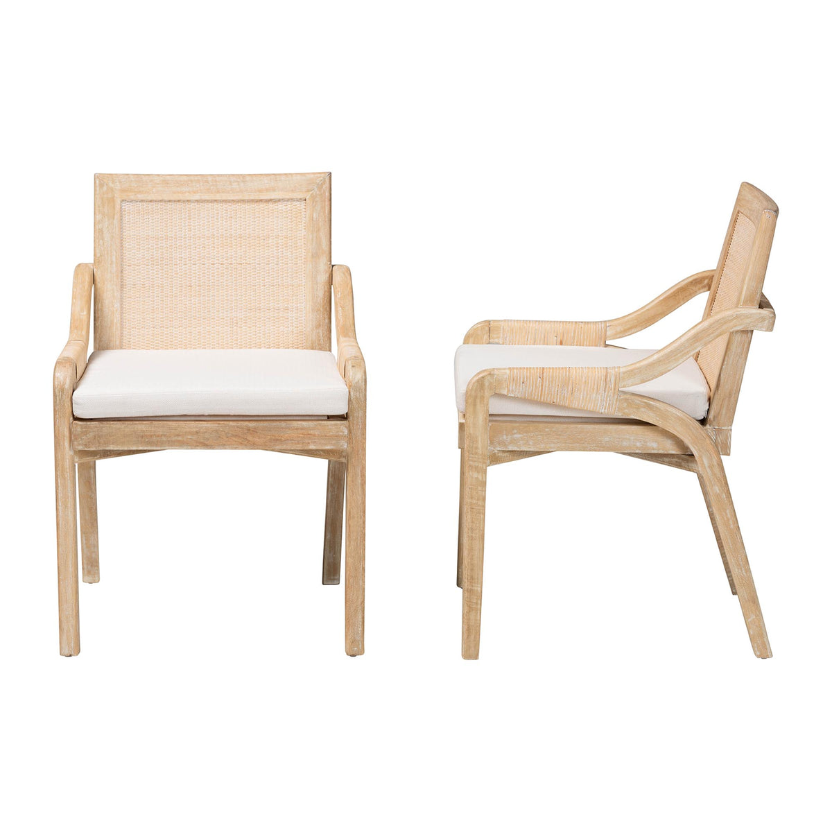 Fairmont Natural Rattan Wrapped 2-Piece Dining Chair Set, Whitewash