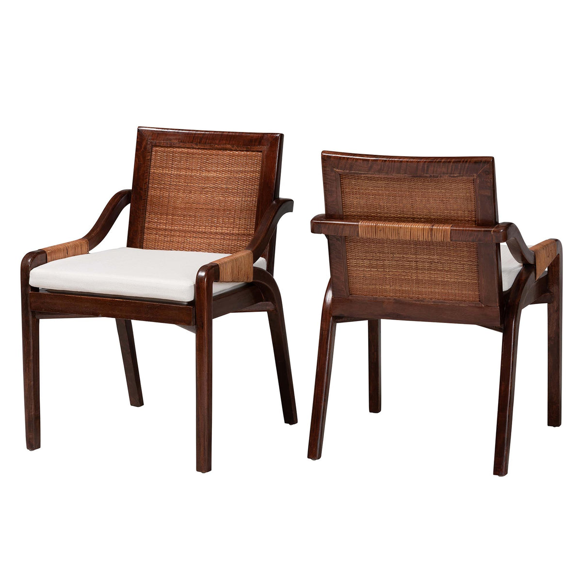 Fairmont Natural Rattan Wrapped 2-Piece Dining Chair Set, Mocha Brown