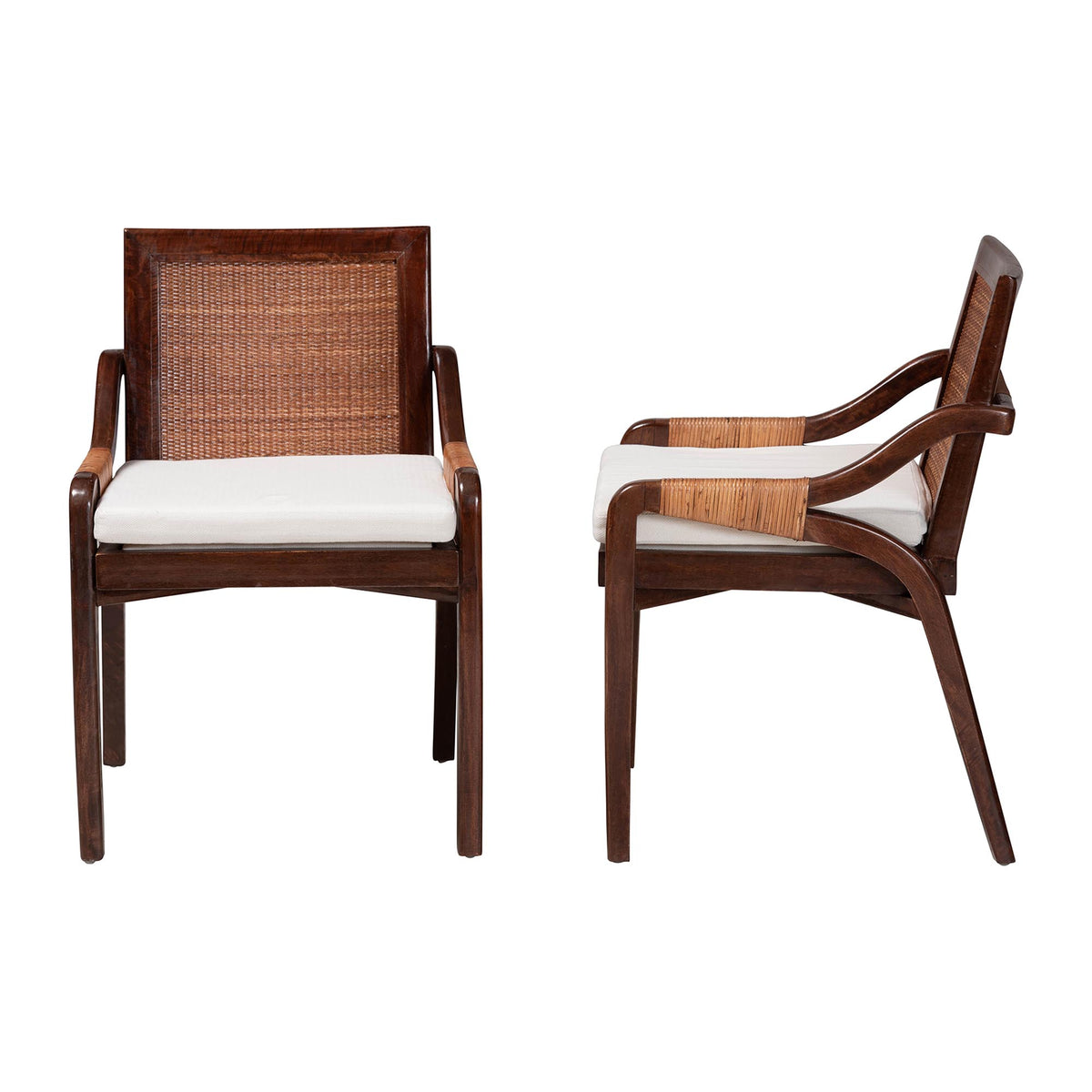 Fairmont Natural Rattan Wrapped 2-Piece Dining Chair Set, Mocha Brown