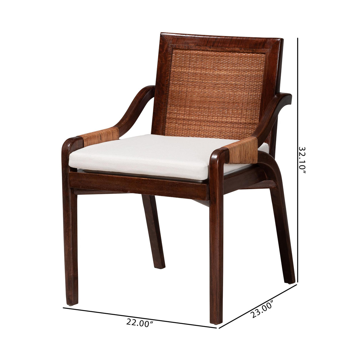 Fairmont Natural Rattan Wrapped 2-Piece Dining Chair Set, Mocha Brown