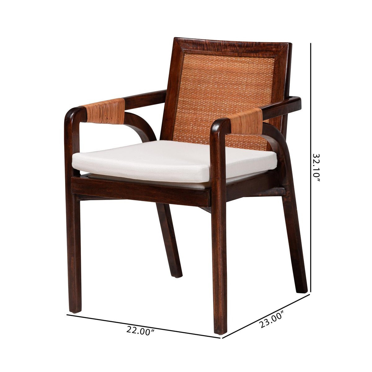 Fairmont Natural Rattan Wrapped 2-Piece Dining Armchair Set, Mocha Brown