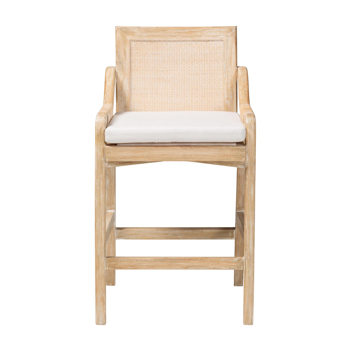 Fairmont Natural Rattan Wrapped Counter Stool, Whitewash