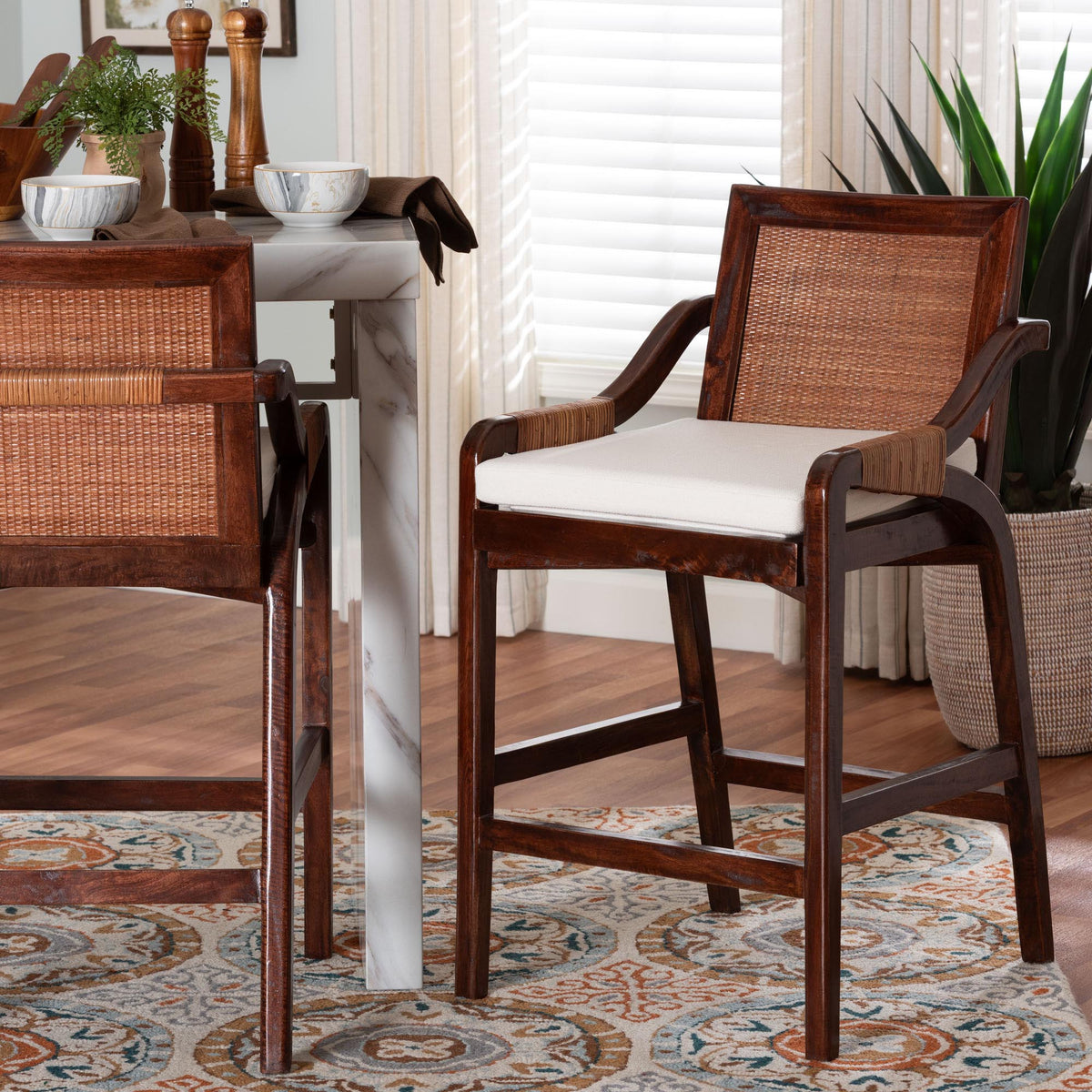 Fairmont Natural Rattan Wrapped Counter Stool, Honey