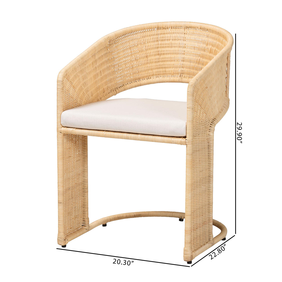 Palm Natural Rattan Dining Chair, Natural Brown