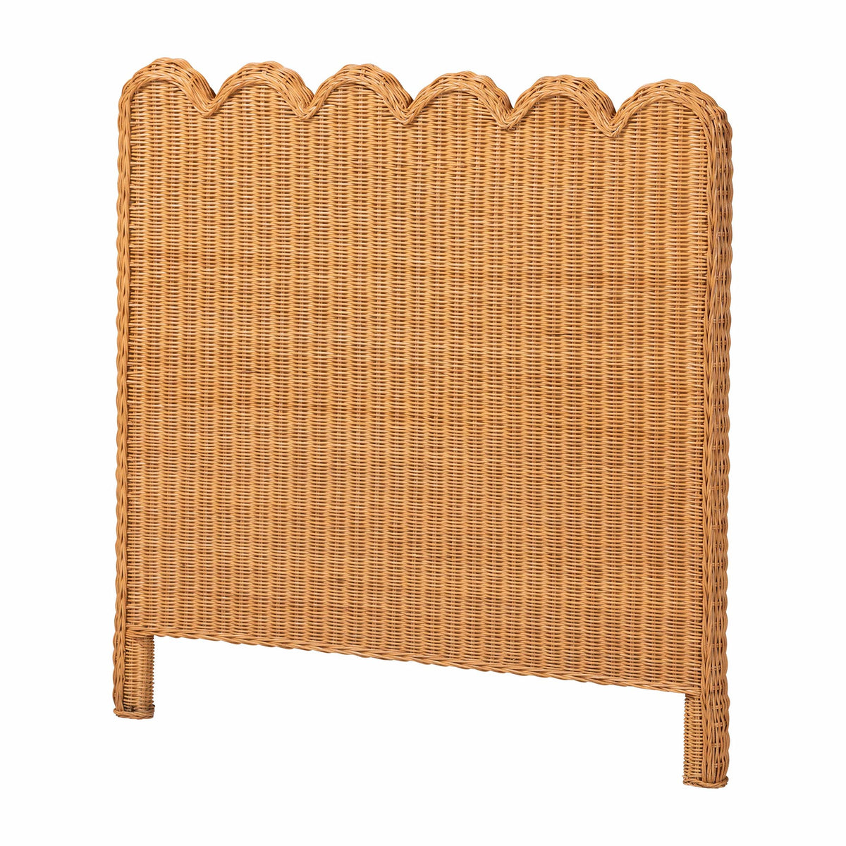 Maritza Scalloped Natural Rattan Headboard, Twin, Light Honey