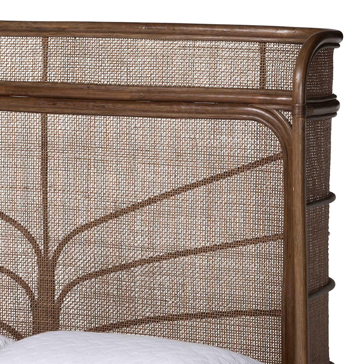 Fiore Natural Rattan Bed Frame, Queen, Mocha Brown