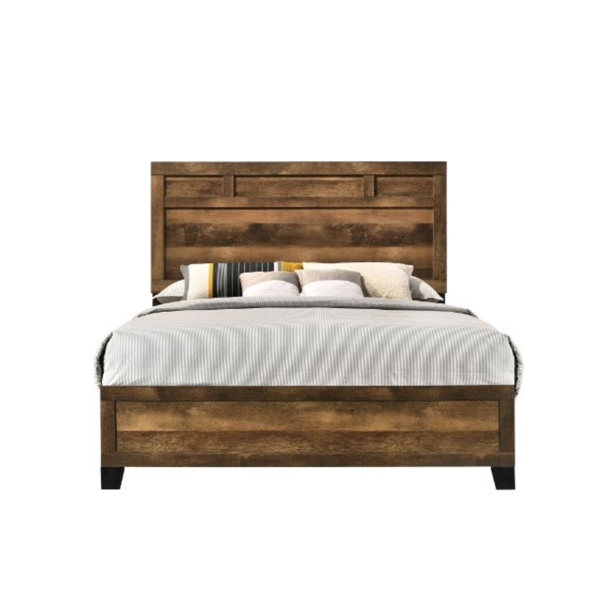 Morales Eastern King Bed, Rustic Oak Finish