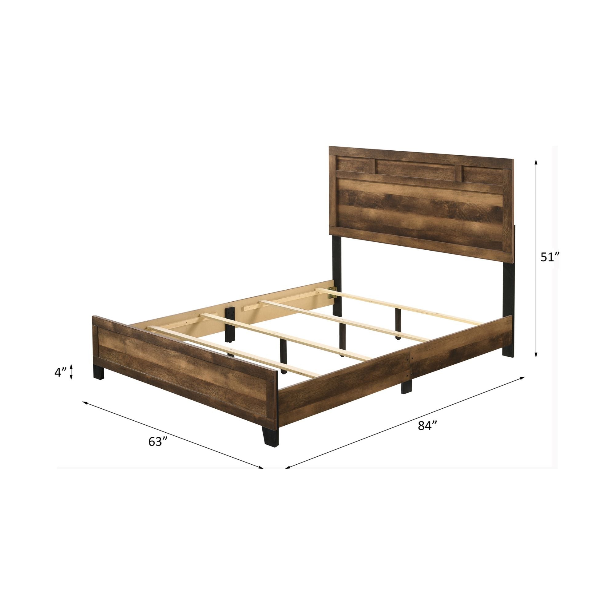 Morales Queen Bed, Rustic Oak Finish