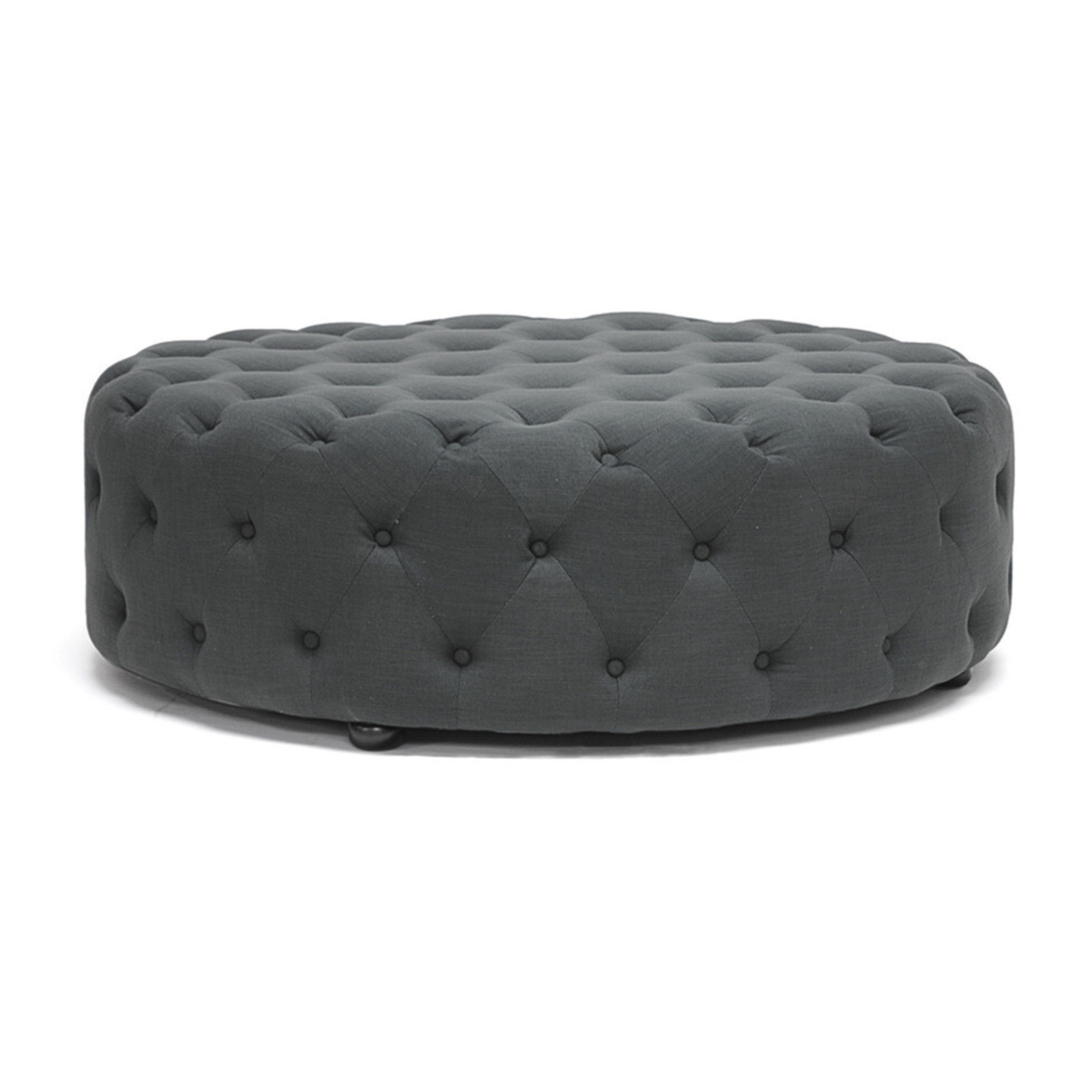 Cardiff Dark Gray Linen Modern Tufted Ottoman