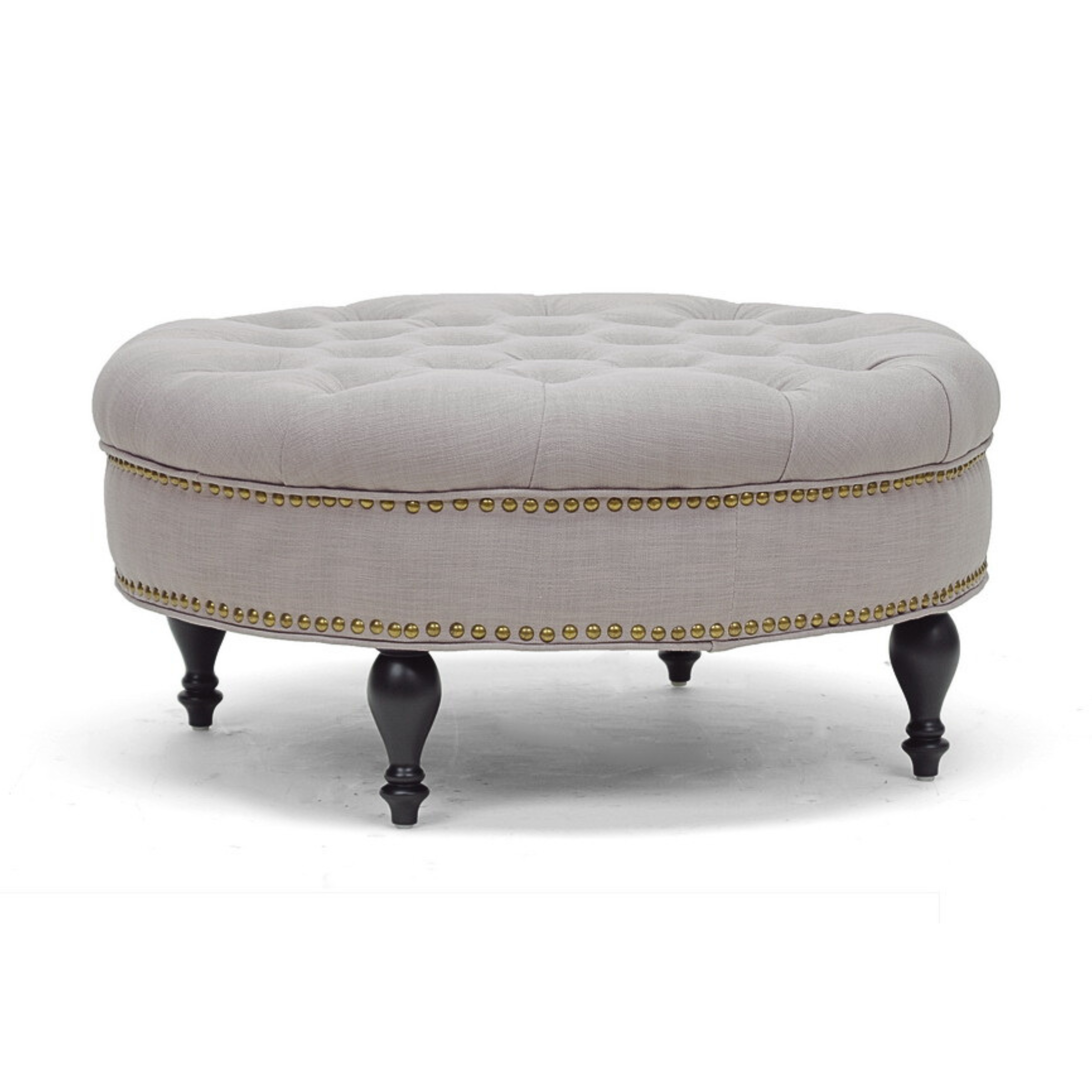 Palfrey Beige Linen Modern Tufted Ottoman