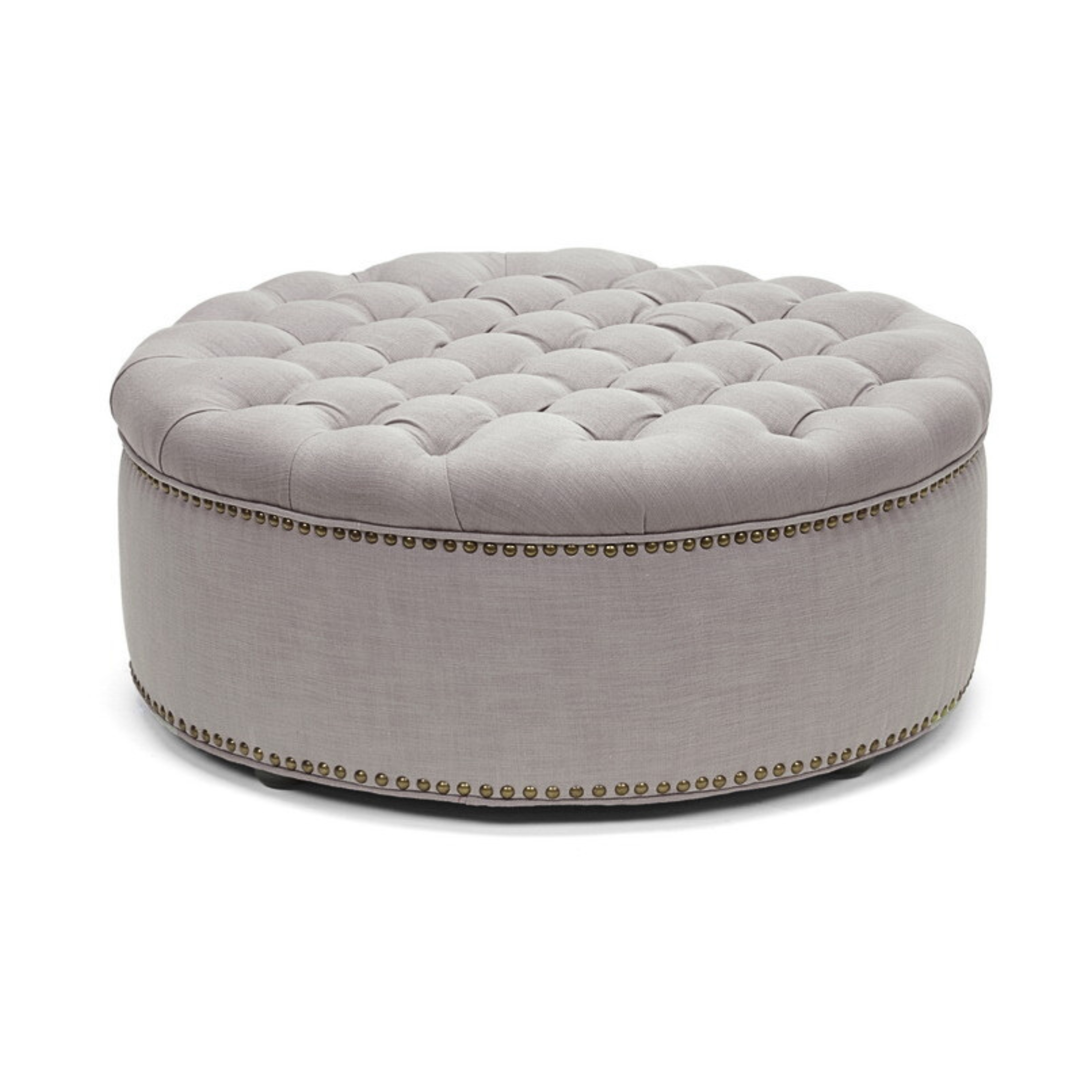 Iglehart Modern Linen Fabric Upholstered Tufted Ottoman