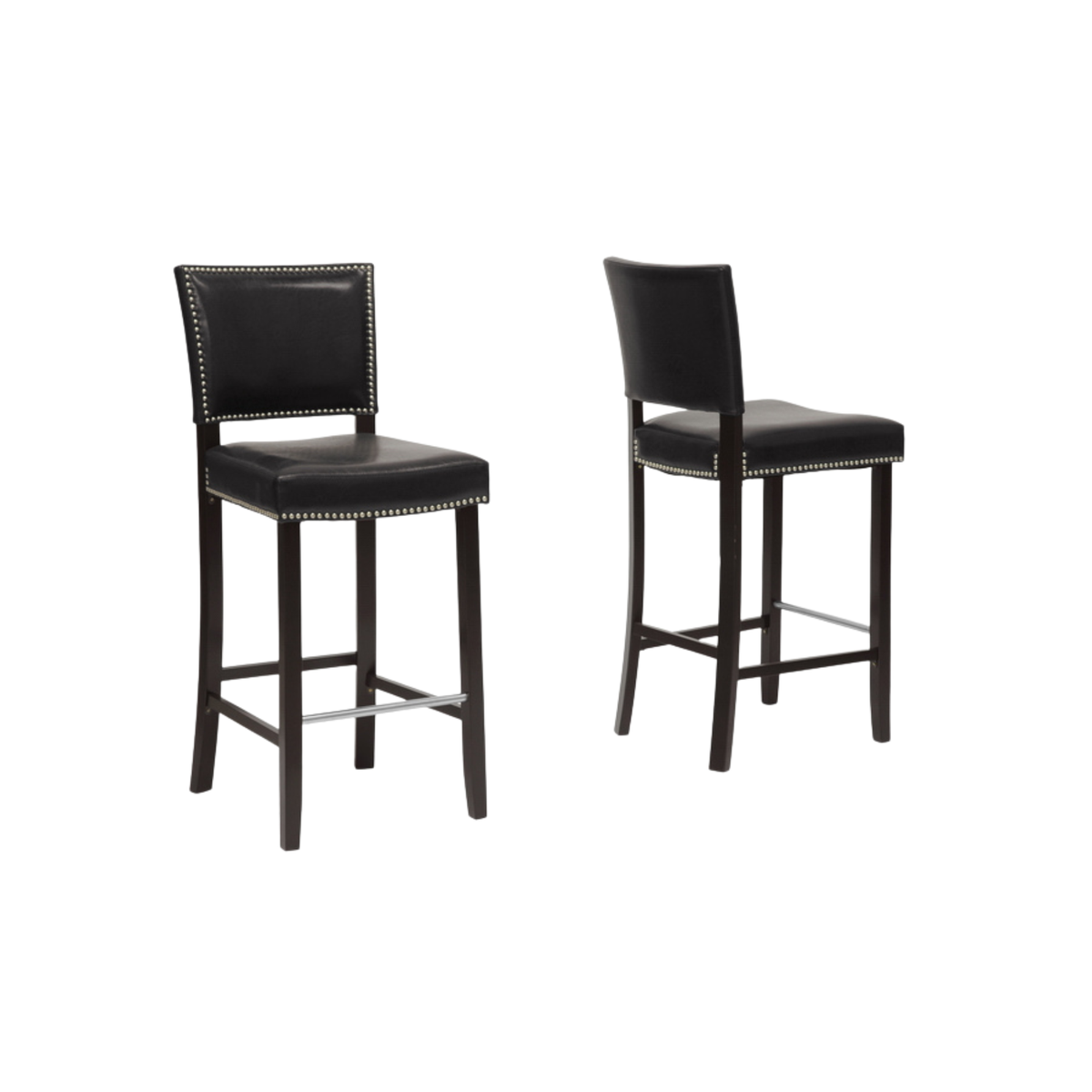 Aries Black Modern Bar Stool with Nail Head Trim (Set of 2)