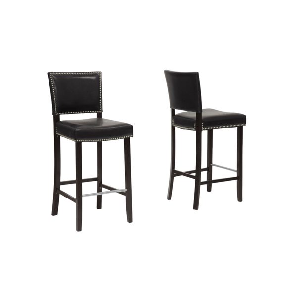 Aries Black Modern Bar Stool with Nail Head Trim (Set of 2)