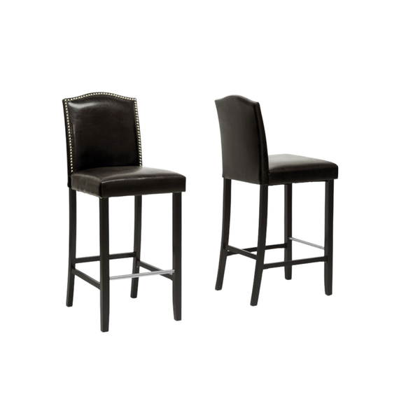 Libra Dark Brown Modern Bar Stool with Nail Head Trim (Set of 2)