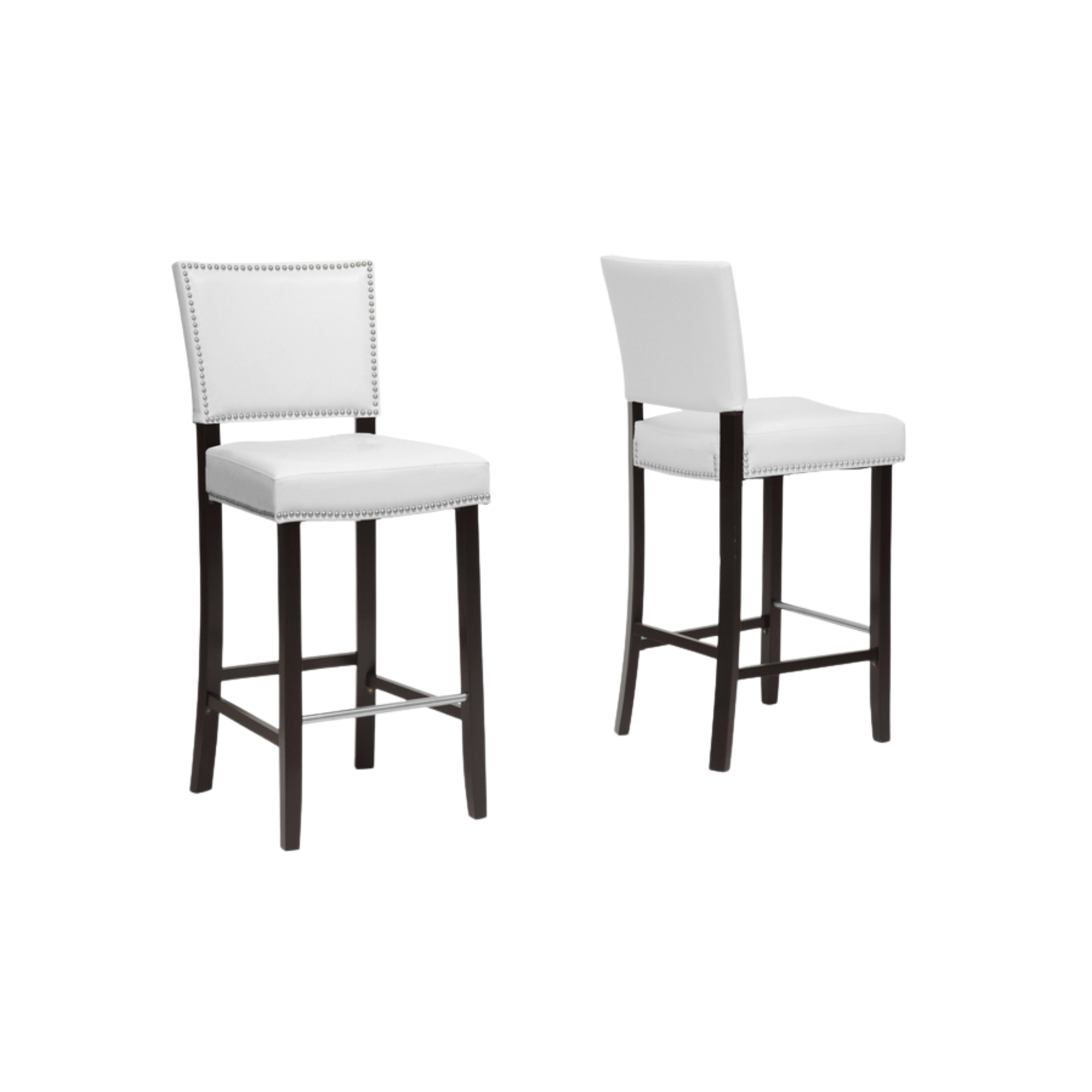 Aries White Modern Bar Stool with Nail Head Trim (Set of 2)