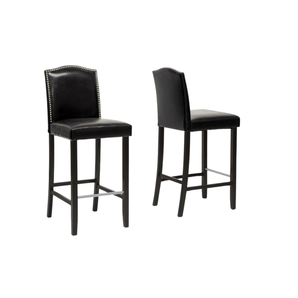 Libra Black Modern Bar Stool with Nail Head Trim (Set of 2)