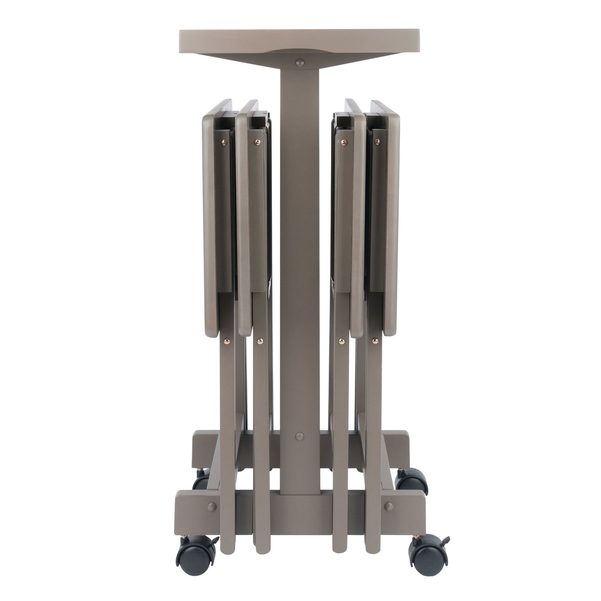 Isabelle 6-Pc Snack Table Set with Removable Serving Tray, Oyster Gray