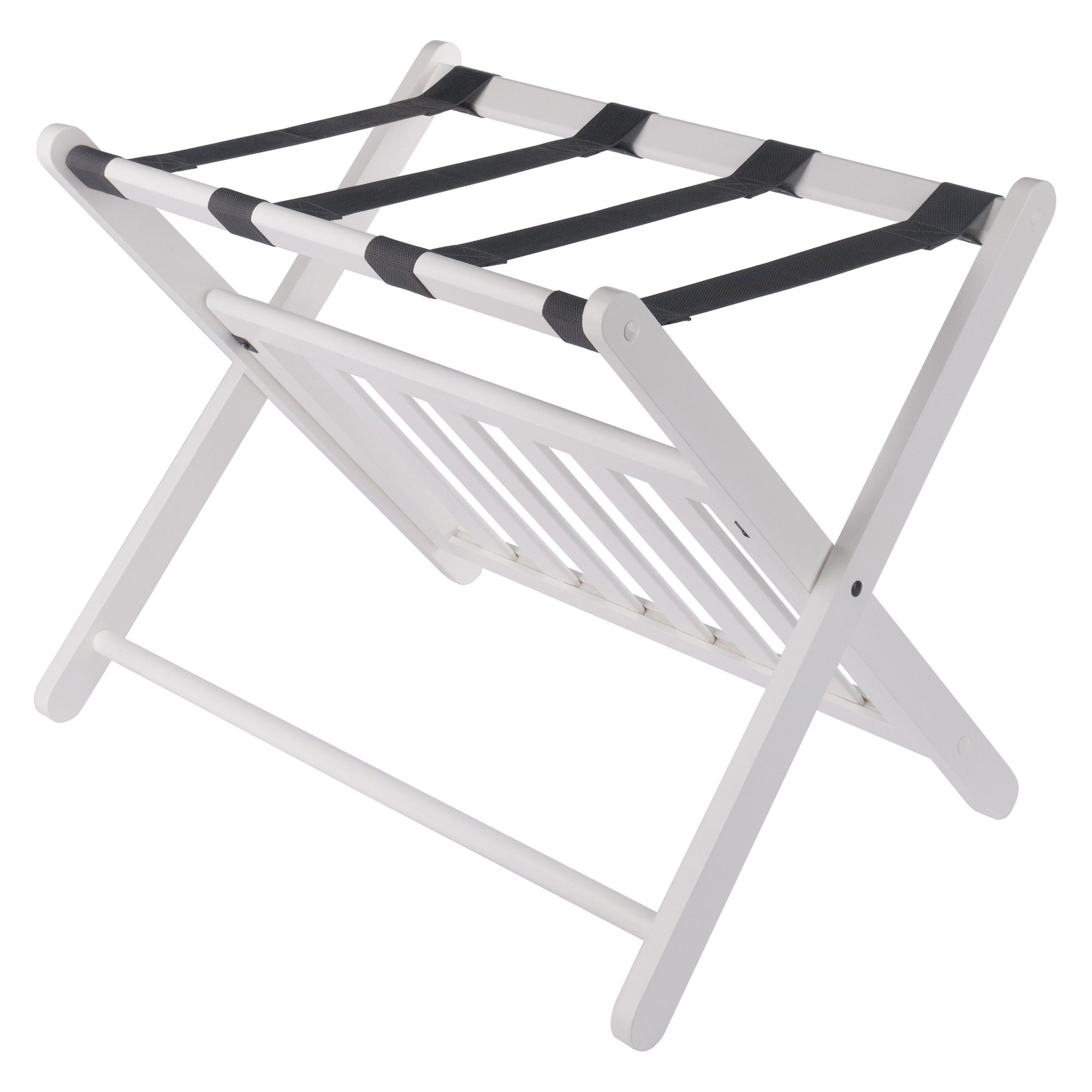 Reese Luggage Rack with Shelf, White