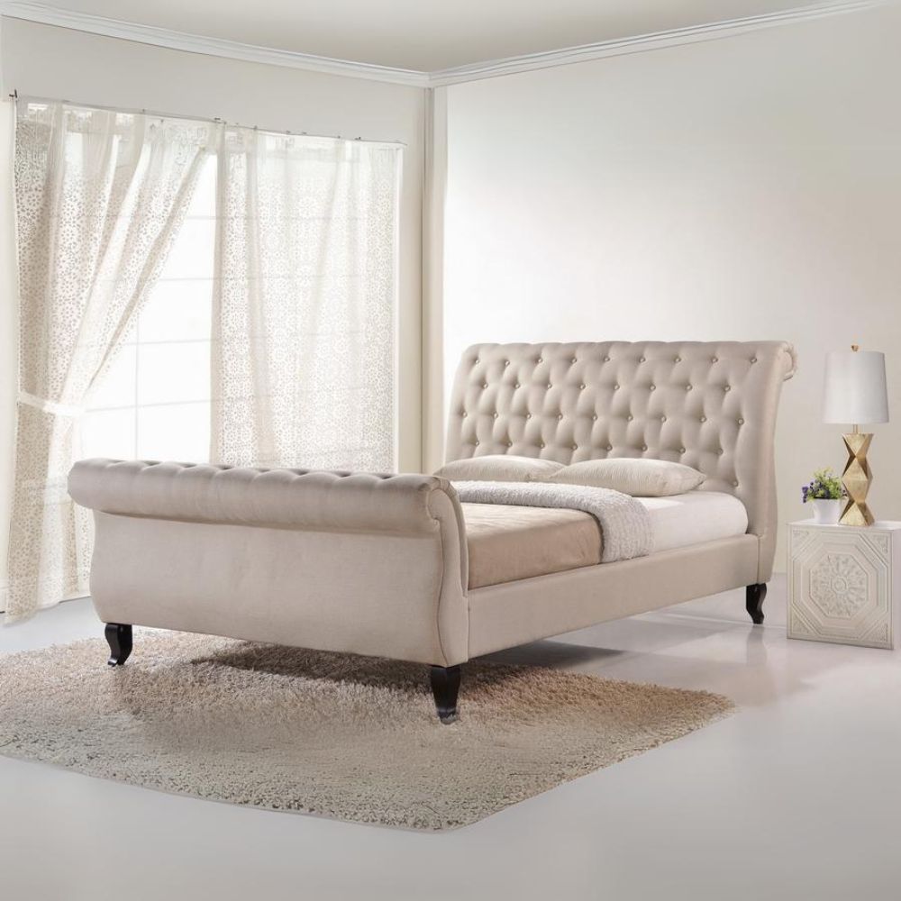 Antoinette Light Beige Modern Platform Bed-King