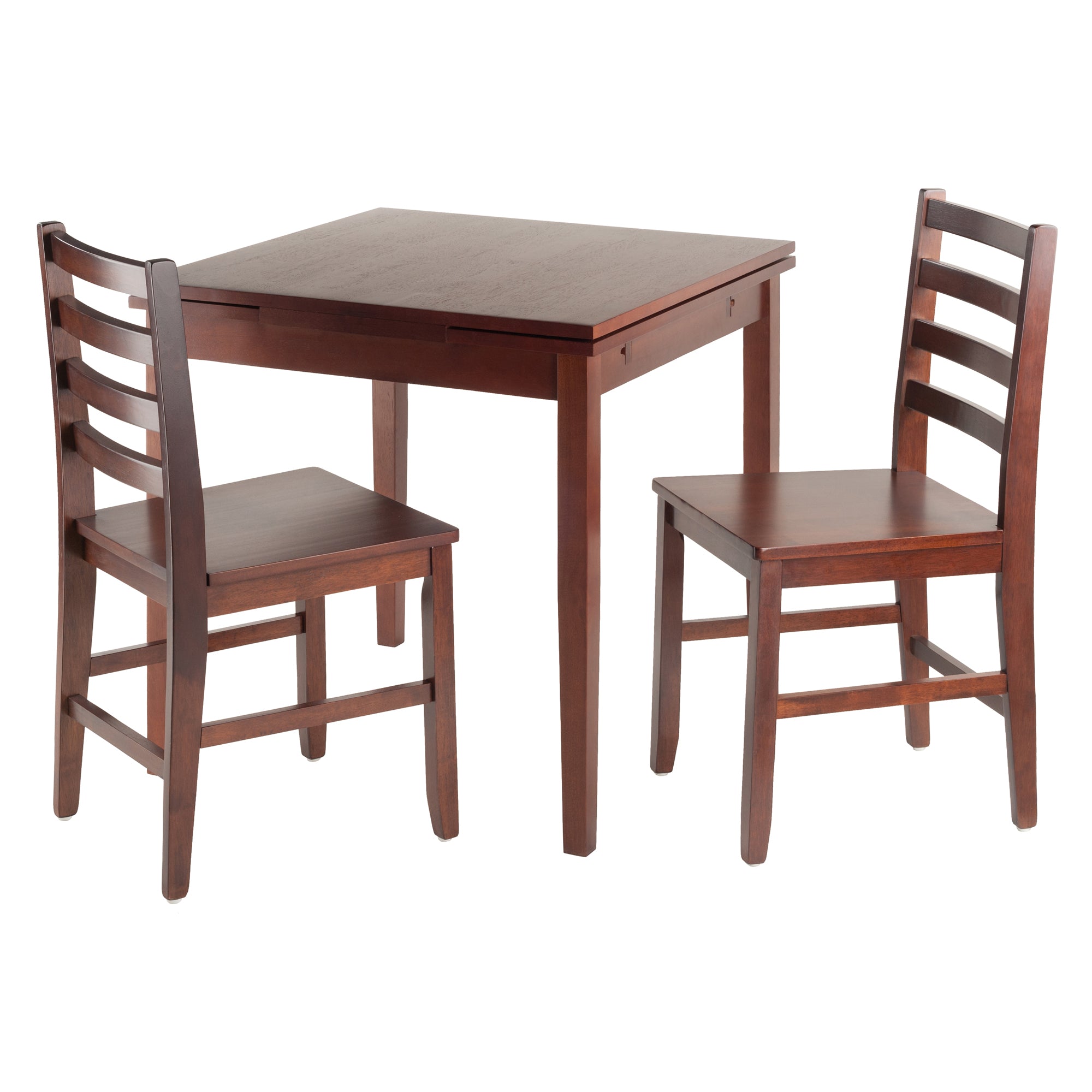 Pulman 3-Pc Dining Table with Ladder-back Chairs, in Walnut