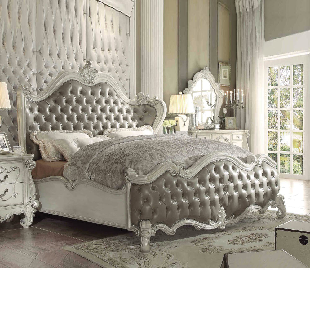 Kripa Versailles Queen Cherry Oak Wooden Bed – Victorian Style with Carved Details