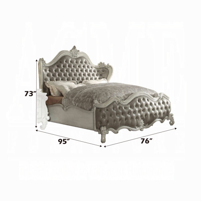 Kripa Versailles Queen Cherry Oak Wooden Bed – Victorian Style with Carved Details