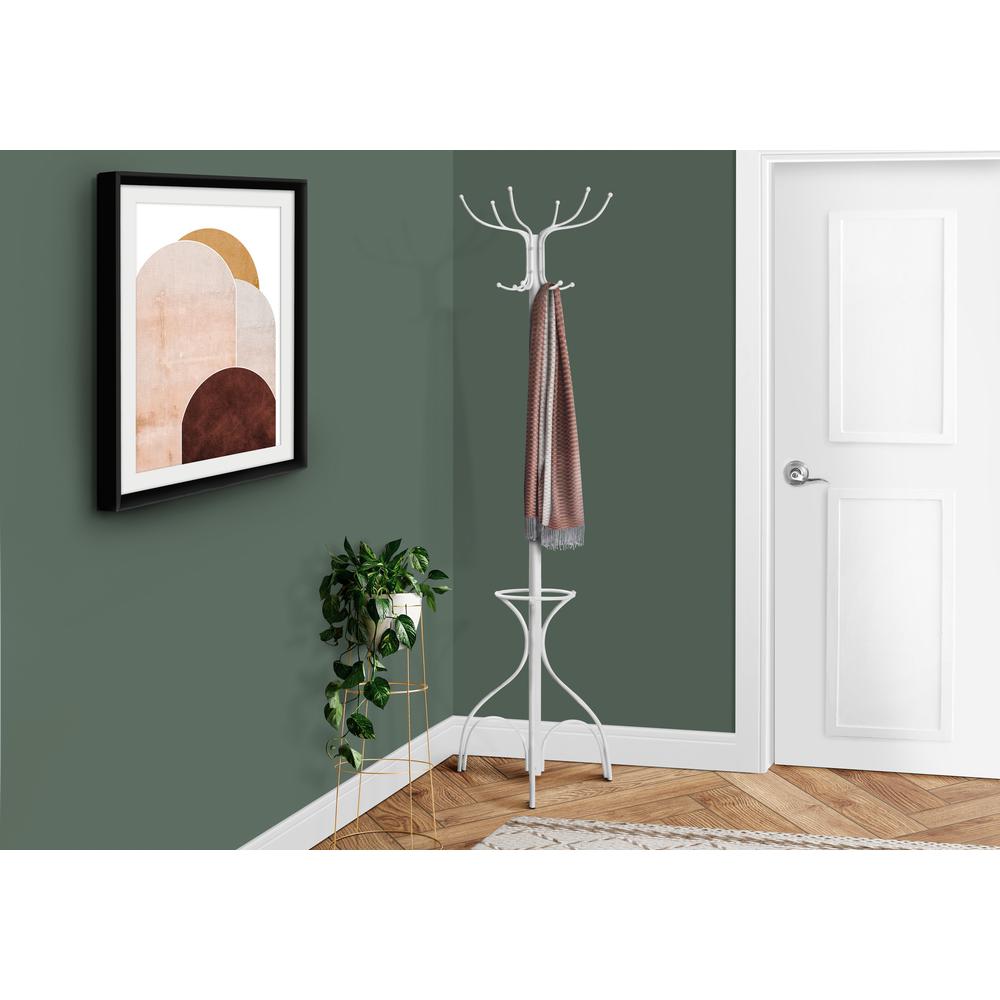 Otis - Coat Rack Hall Tree 12 Hooks Entryway 70"H Bedroom White