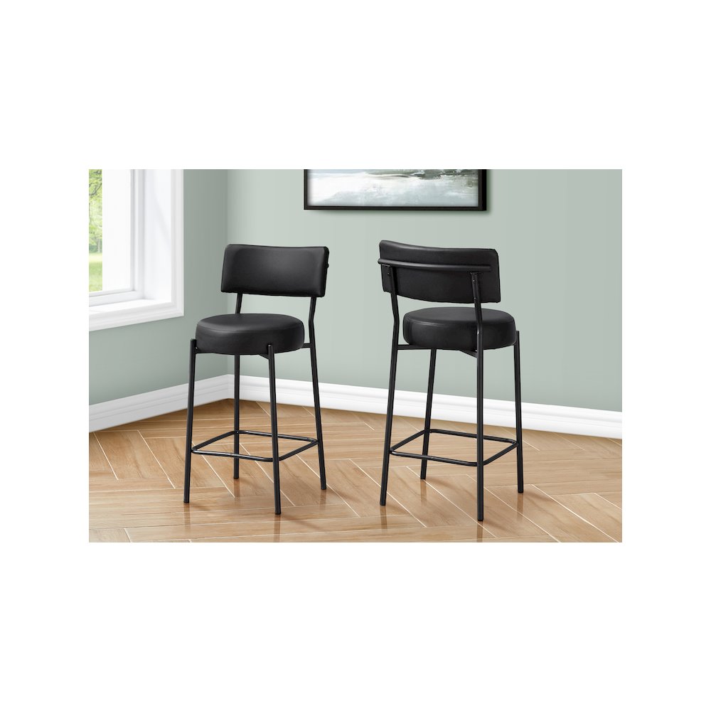 Taina - Barstool Counter Height Set Of 2 Kitchen Black Leather Look