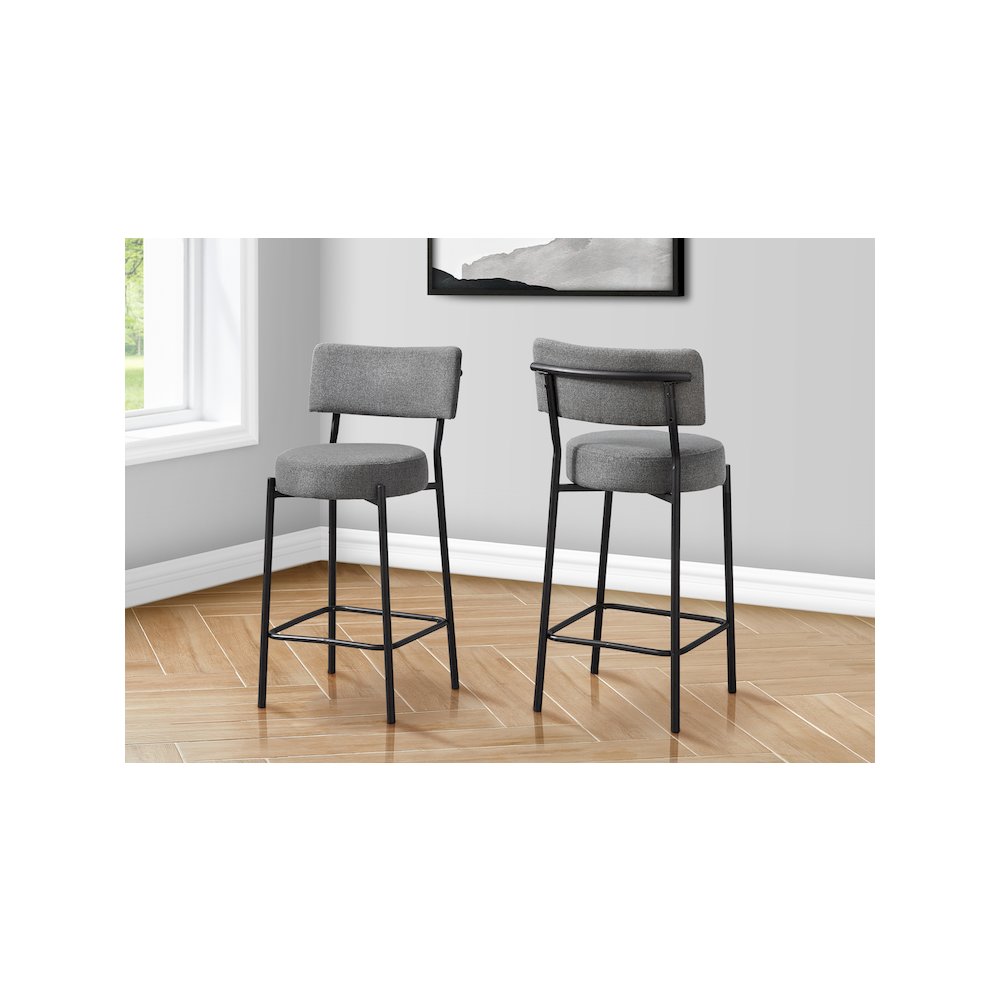 Bori - Barstool Counter Height Set Of 2 Kitchen Grey Fabric Black