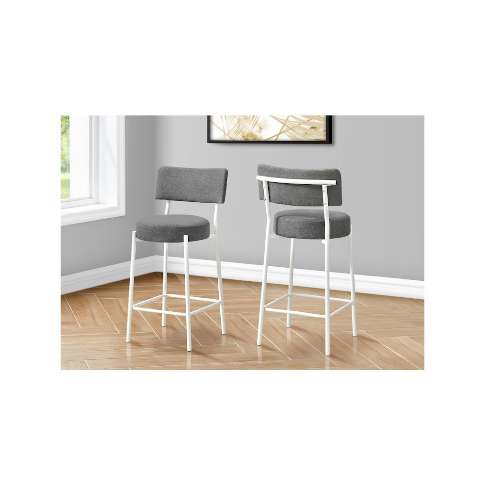 Arlianis - Barstool Counter Height Set Of 2 Kitchen Grey Fabric White