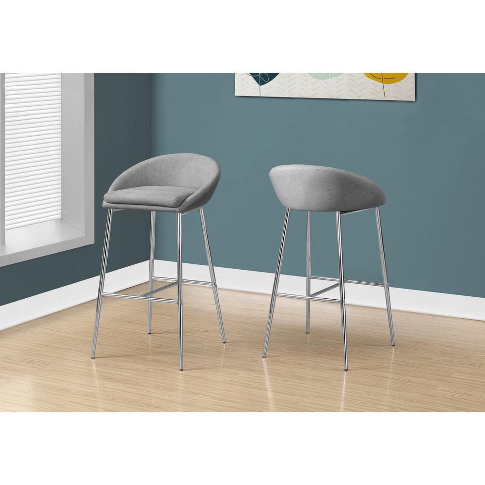Bean - Bar Stool Set Of 2 Bar Height Chrome Metal Grey