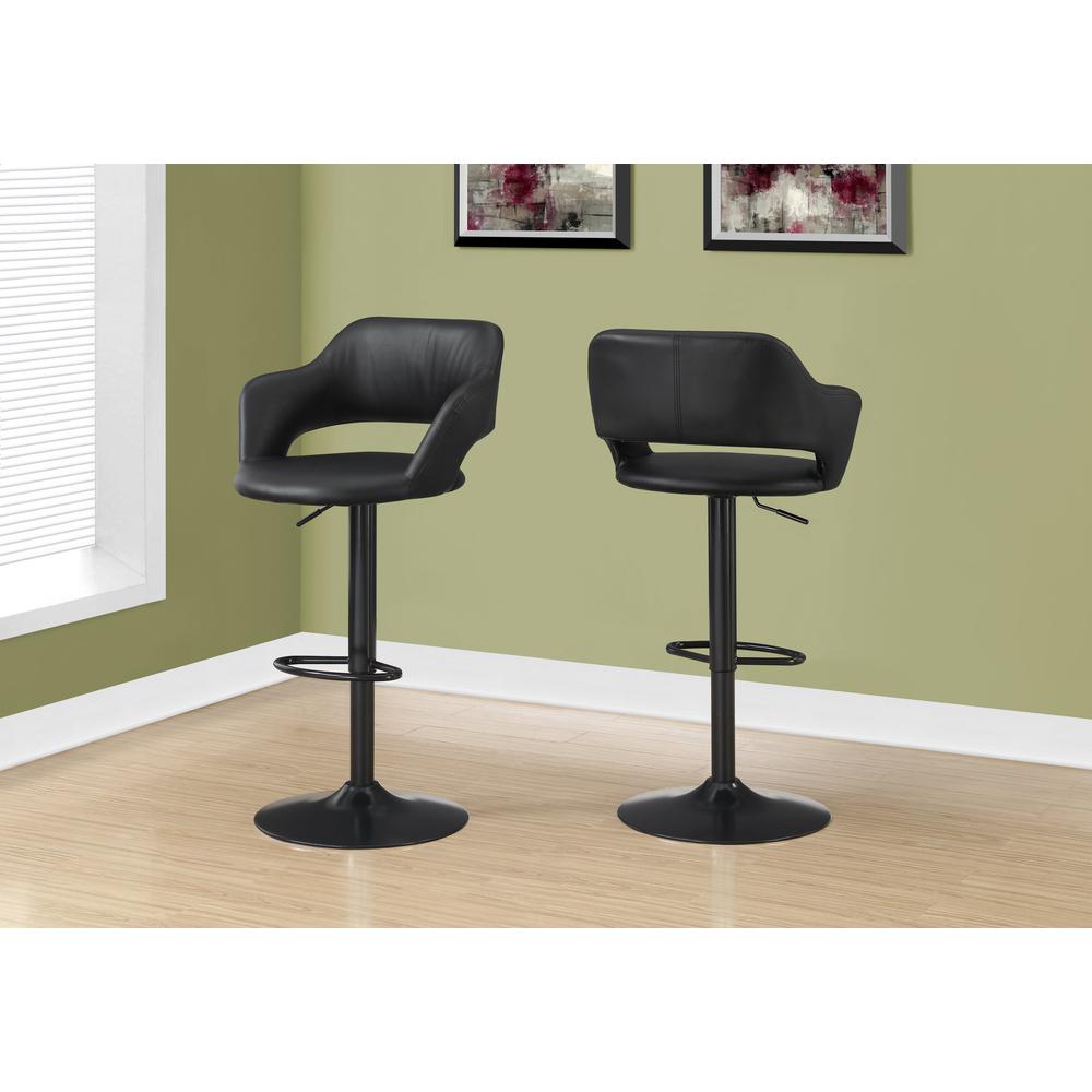 Paul - Bar Stool Swivel Bar Height Adjustable Black Metal Leather Look
