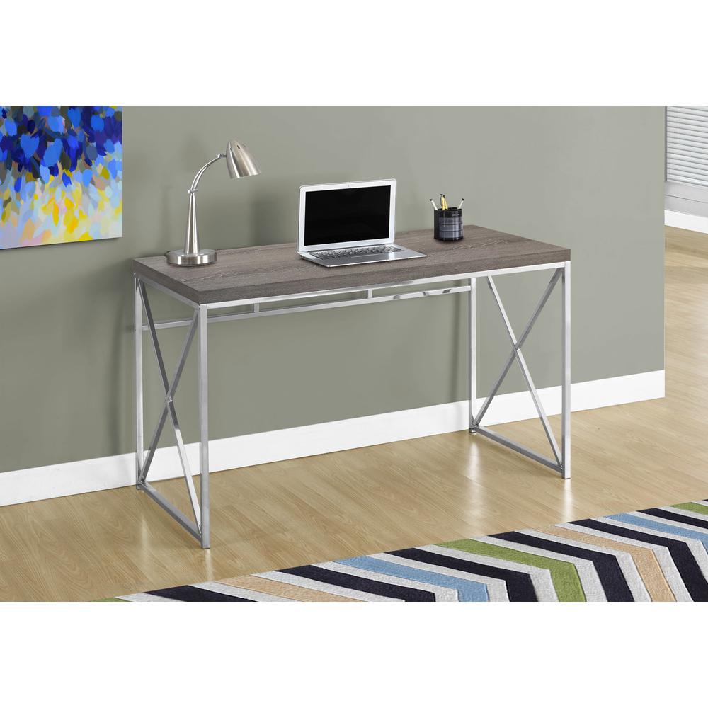 Mya - Computer Desk Home Office Laptop Work Brown Laminate Chrome Metal