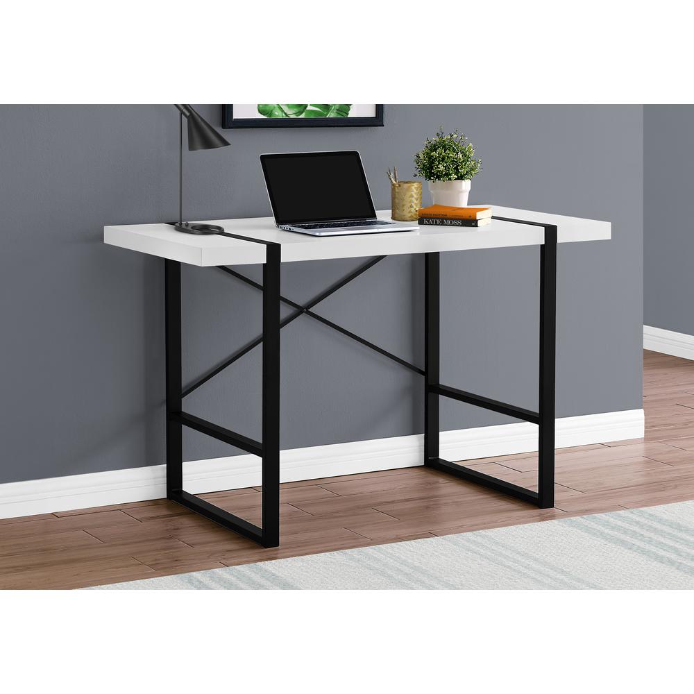 Baird - Computer Desk Home Office Laptop 48"L Work White Laminate Black