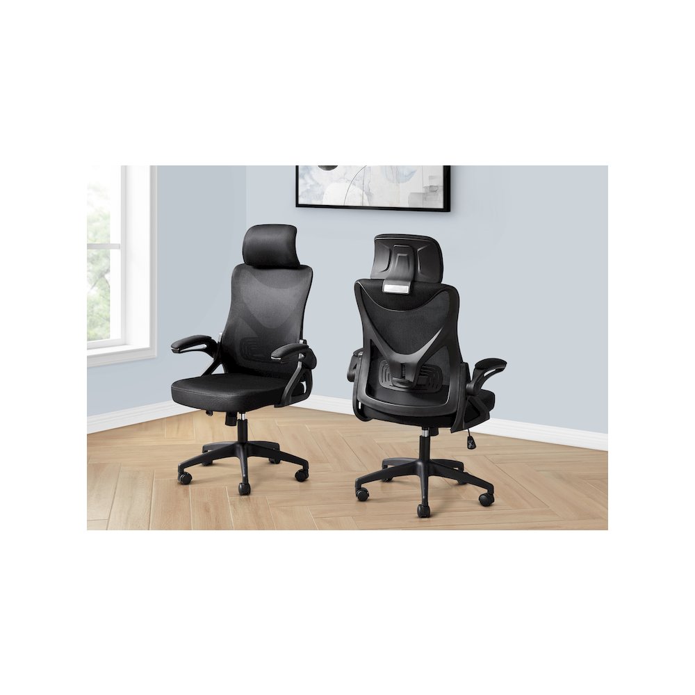 Desma - Office Chair Adjustable Height Ergonomic Swivel Work Black Metal Black