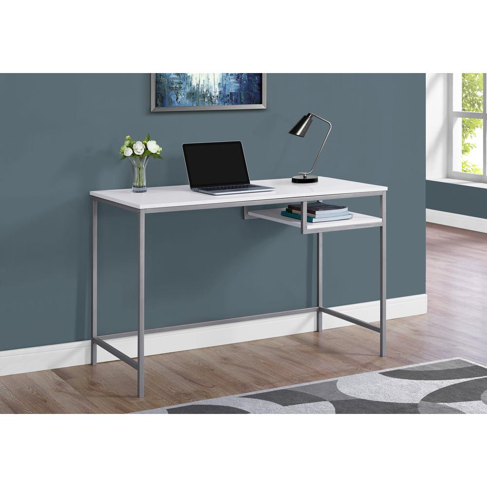 Patwin - Computer Desk Home Office Laptop 48"L Work White Laminate Grey
