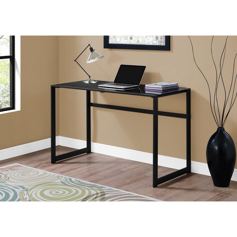 Kaila - Computer Desk Home Office Laptop 48"L Work Black Tempered Glass