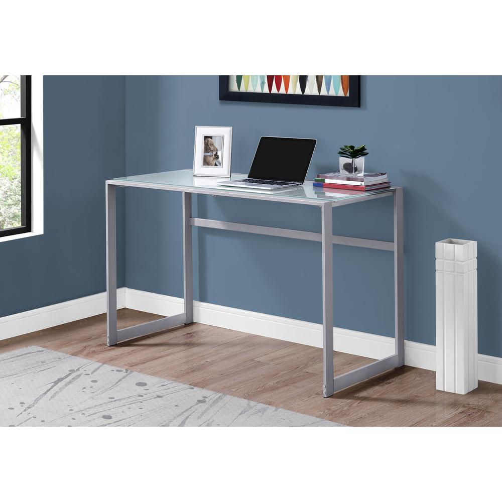 Anila - Computer Desk Home Office Laptop 48"L Work Frosted White Tempered