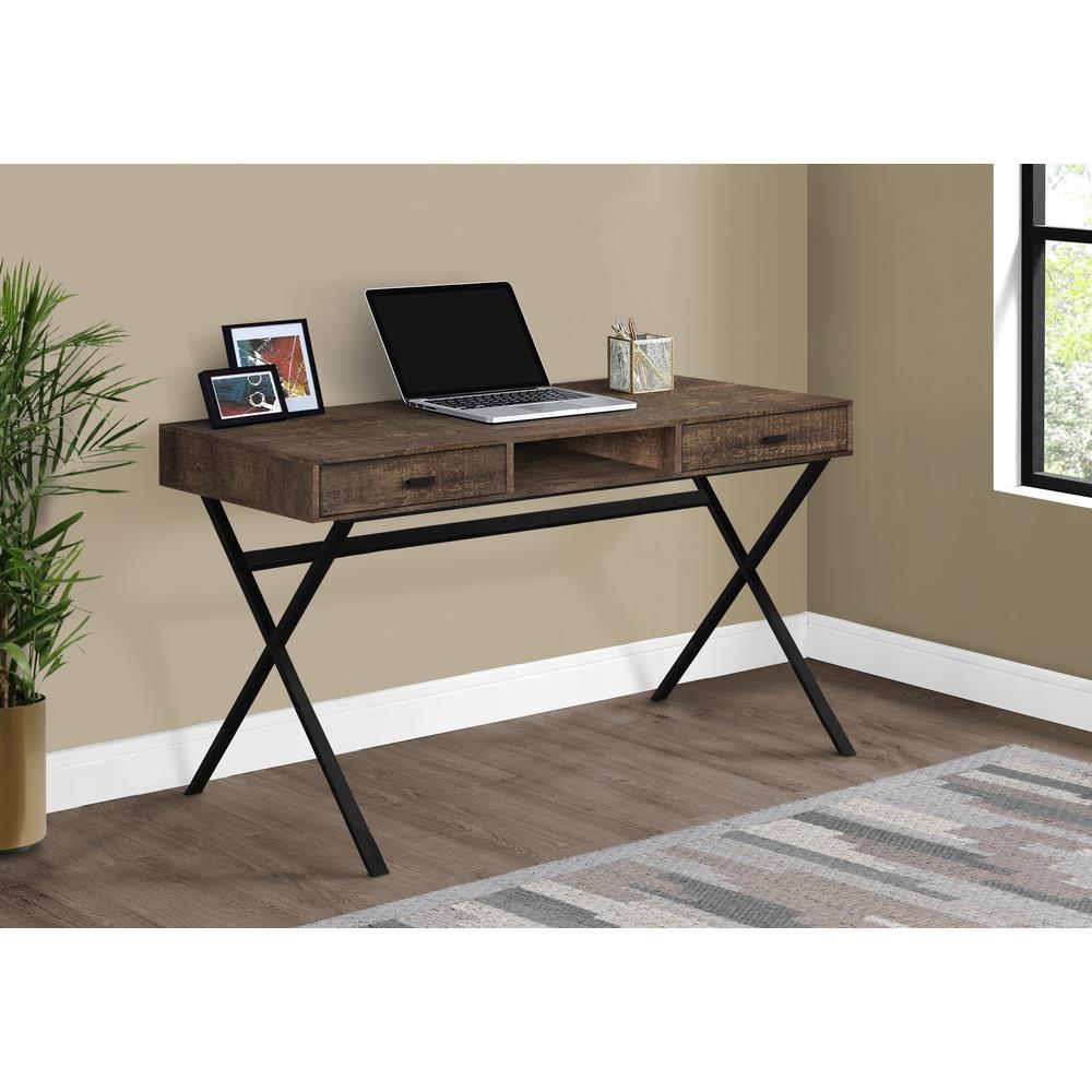 Sanford - Computer Desk Home Office Laptop Storage Drawers 48"L Work Brown