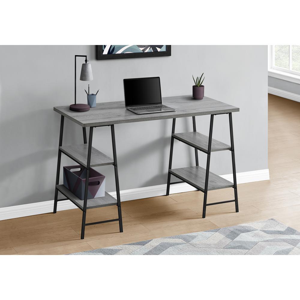 Zurich - Computer Desk Home Office Laptop Storage Shelves 48"L Work Grey